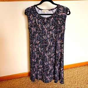 Loft size XS black, purple, blue floral dress